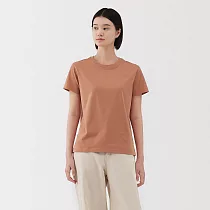 【MUJI 無印良品】女天竺圓領短袖T恤 XL 橘色