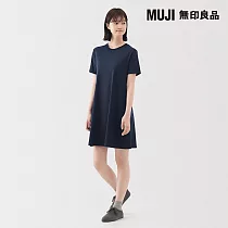 【MUJI 無印良品】女抗UV涼感短袖洋裝 S 深藍