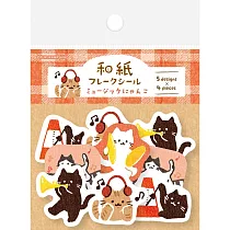 【日本Wa─Life】散裝和紙貼紙包20入 ‧ 樂隊貓