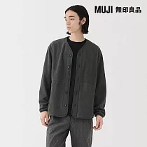 【MUJI 無印良品】男刷毛開襟衫 M 墨灰