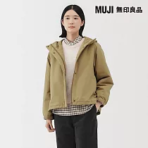 【MUJI 無印良品】女蓬鬆鋪棉連帽外套 S 米色