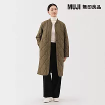 【MUJI 無印良品】女蓬鬆鋪棉刺縫大衣 S 深米