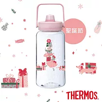 【THERMOS膳魔師】2025新款聖誕節 附吸管組輕水瓶2000ml_(TP436TCM-LDDR)