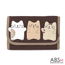 ABS貝斯貓 可愛貓咪手工拼布皮夾證件包 (咖啡) 88─004