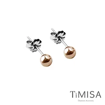 【TiMISA】純鈦耳針一對 極簡真我(4mm)雙色 玫瑰金