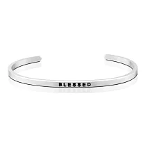 MANTRABAND 美國悄悄話手環 BLESSED 享受榮寵 銀色