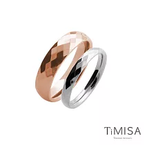 【TiMISA】格緻真愛─寬+細版 純鈦對戒玫瑰金寬+圓色細