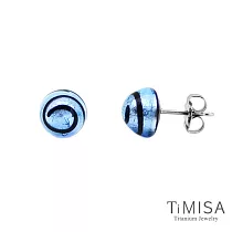 【TiMISA】轉轉繽紛 (五色) 琉璃純鈦耳環一對亮藍