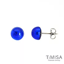 【TiMISA】點點繽紛 (五色) 琉璃純鈦耳環一對藍