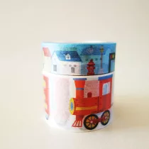 鐵道系列組合包： 英文字母火車+小房子街景紙膠帶