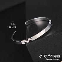 【Sayaka紗彌佳】心跳頻率 金屬寬版手環 ─白金