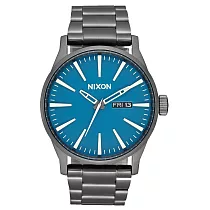 NIXON The SENTRY SS 復刻潮流都會休閒腕錶─槍灰x藍
