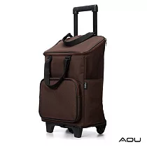 AOU 台灣製造 高防水耐重布料 時尚輕巧購物車 菜籃車 載運車(咖啡)29─022D4