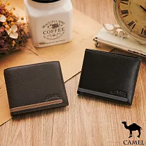 CAMEL ─ 爵品絲印款牛皮8卡2照短夾─共2色黑