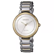 CITIZEN L 光動能時光螺旋女腕錶─銀X金