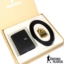 SWORD PLAYER ─ 莎普爾帝斐款皮革珠扣式皮帶+商務真牛皮名片夾禮盒組