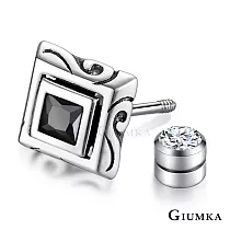 GIUMKA 925純銀 如意雲騰 方鋯 純銀耳環 個性後鎖式 栓扣式系列 單邊單個 FS07079黑色單支‧約0.9c