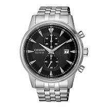 CITIZEN 光動能時尚計時兩眼腕錶─銀X黑─CA7001─87E