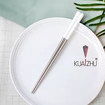 【KUAI ZHU】台箸三角不銹鋼筷21cm─花瓣系列5雙 淨白