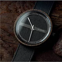 VEJRHOJ|丹麥霍伊經典原木手錶─Nautic65沉穩黑 42mm 染黑胡桃木