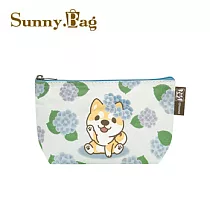 Sunny Bag ─ 柯基犬椪椪多功能棉布文具袋/化妝包─繡球花柴柴款