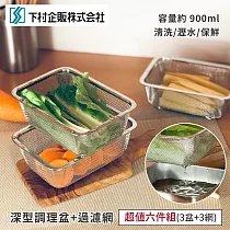 【日本新瀉燕三條】304不鏽鋼深型調理碗/過濾網(超值六件組)
