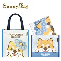 Sunny Bag ─ 柯基犬椪椪 直式保冷袋+輕便野餐墊 (花圈柴柴款)