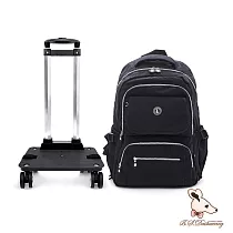 B.S.D.S冰山袋鼠 ─ 威尼斯假期 ─ 輕旅大容量拉桿後背包【B─24─K】 純色黑