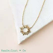 Wanderlust+Co 澳洲品牌 金色鑲鑽 光芒太陽項鍊 Sunseeker