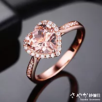 【Sayaka紗彌佳】純粹的愛滿鑽環繞心型鑲鑽戒指 ─玫瑰金