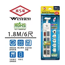 威電 四開四插座電源線 6尺 CK2441─6