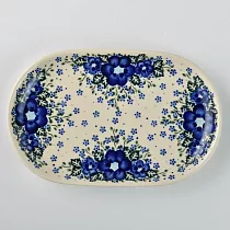 波蘭陶 青花涼夏系列 橢圓盤 24cm 波蘭手工製