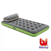 【Party World】Bestway。帶枕式時尚單人加大充氣床(附收納打氣包) 67619