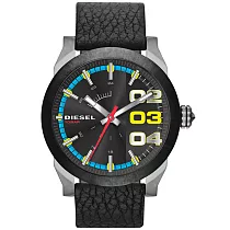 DIESEL 盛夏狂熱時尚潮流腕錶─彩盤x黑帶