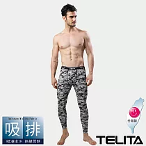 【TELITA】吸濕排汗迷彩運動長褲/內搭褲 L 灰迷彩