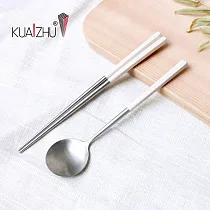 【KUAI ZHU】台箸不銹鋼餐具組─小籠包系列1組 象牙白