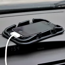 多功能汽車防滑雙槽手機墊(1入)黑色