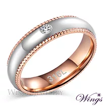 【WINGS】初心 頂級八心八箭方晶鋯石 316L雙色鋼戒 抗過敏 聖誕(女戒 鑽戒 擬真鑽) 5號