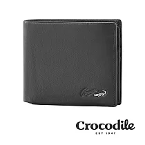 【Crocodile】Crocodile Noble系列拉鍊中翻短夾 0103─09402─01 黑色