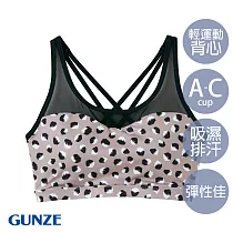 【日本GUNZE】吸濕排汗輕運動瑜珈背心─豹紋(TC5155─YEL)L豹紋