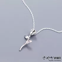 【Sayaka紗彌佳】925純銀真誠的愛時尚玫瑰枝吊墜項鍊 ─白金色