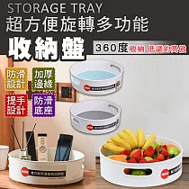 超方便旋轉多功能收納盤 中款白藍