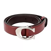 COACH CLOGO扣頭皮革皮帶-紅