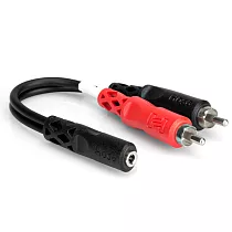 美國HOSA TECHNOLOGY母TRS 3.5mm轉6.35mm雙公RCA音源轉接頭YMR─197(分離立體聲;TRS轉RCA Y型音訊轉接器音源線)