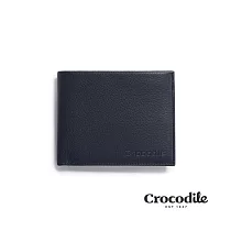 【Crocodile】 鱷魚皮件 真皮皮夾 Rocky系列 11卡 中翻2窗格 拉鍊零錢袋 男短夾─0103─09902 藍色