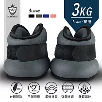 【MACMUS】3公斤眼鏡型運動沙包|健身負重沙袋|可綁手腕腳踝復健沙包|多色可選【雪白灰】1.5公斤(單) / 兩入裝