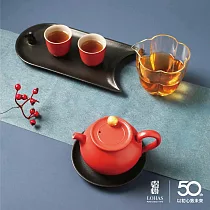 【陸寶LOHAS】凝月茶禮 但願人長久 千里共嬋娟 茶托亦是香盤 富貴紅
