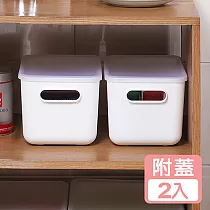 《真心良品》日系純白無雙附蓋2號手提收納盒─2入組