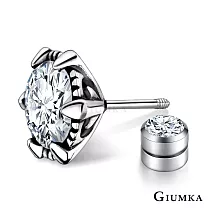GIUMKA 925純銀 惡魔之爪 單鑽 純銀耳環中性 耳栓式 單邊單個 MFS07035 白色單支 1.1 CM