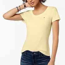 TOMMY HILFIGER 女版素色圓領短袖 S 鵝黃